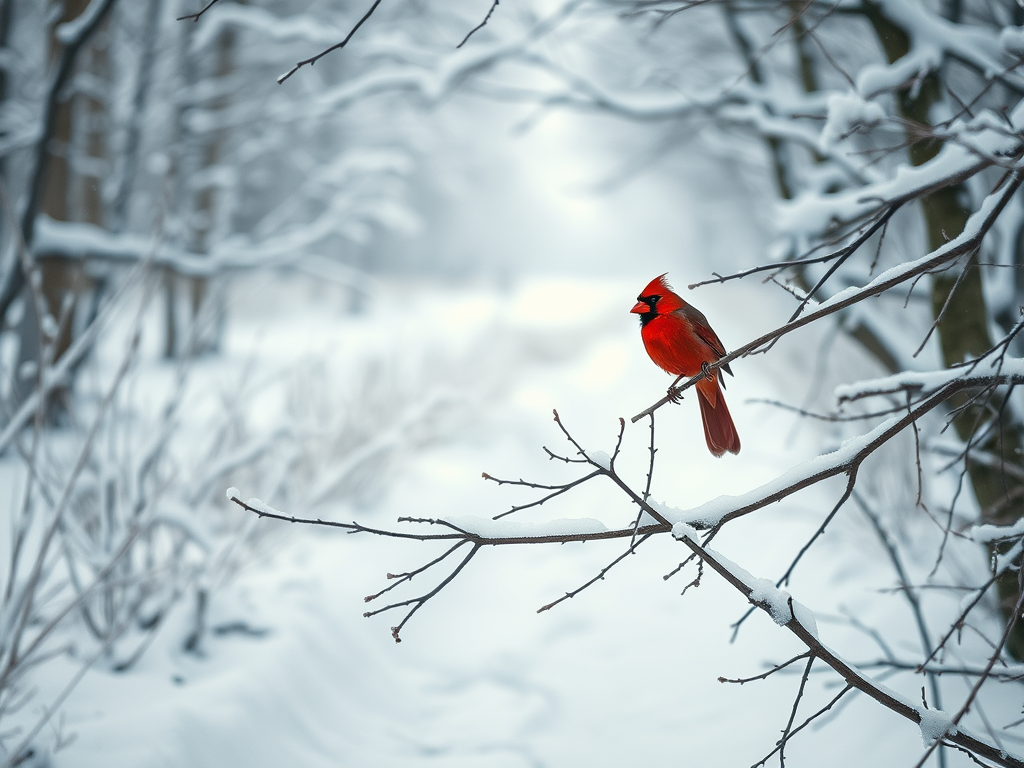 Cardinal in the snow